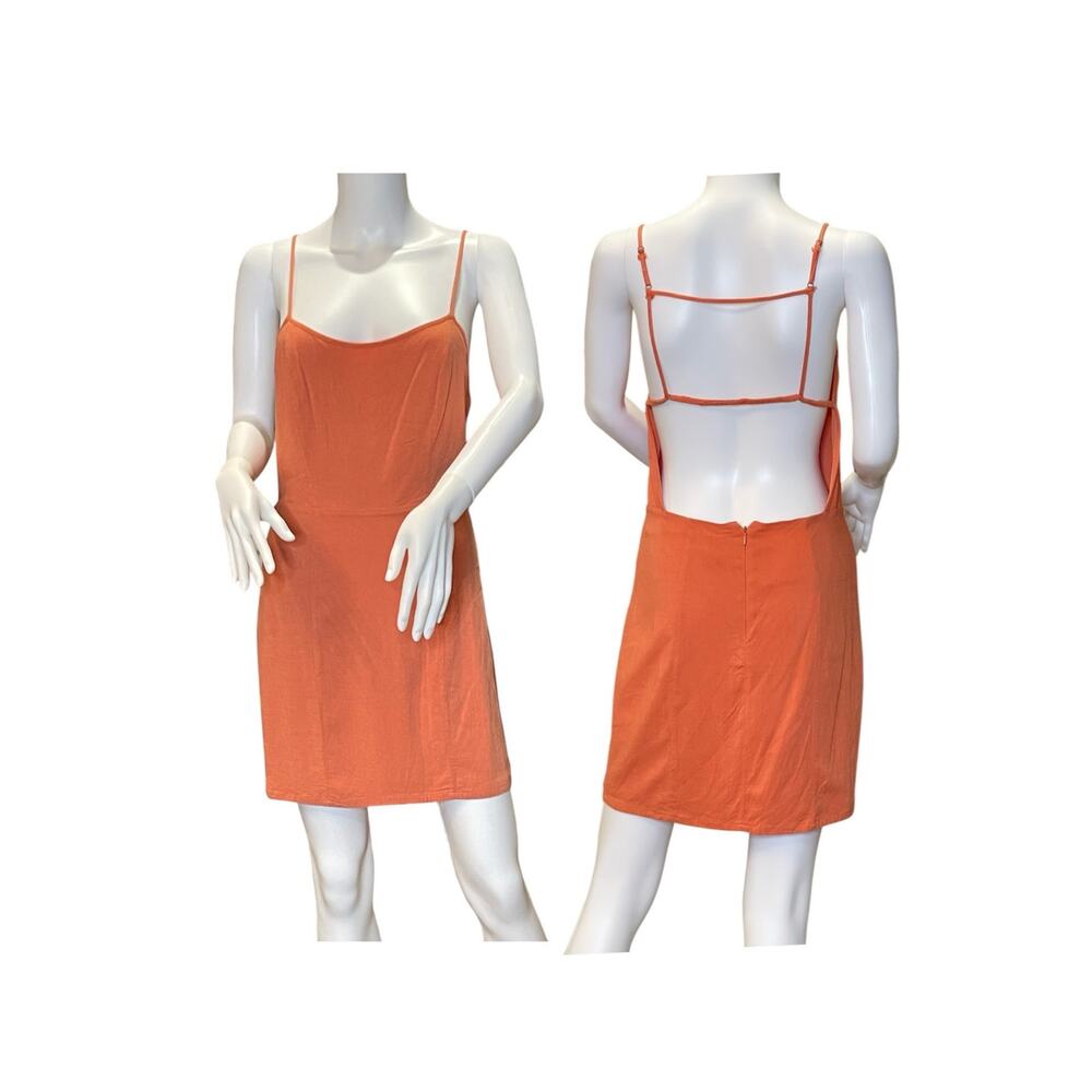 Forever 21 Orange Open Back Summer Sun Dress Medium